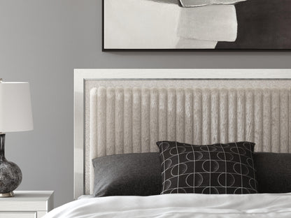 Zuraleus Queen Upholstered Panel Bed, Dresser and Mirror