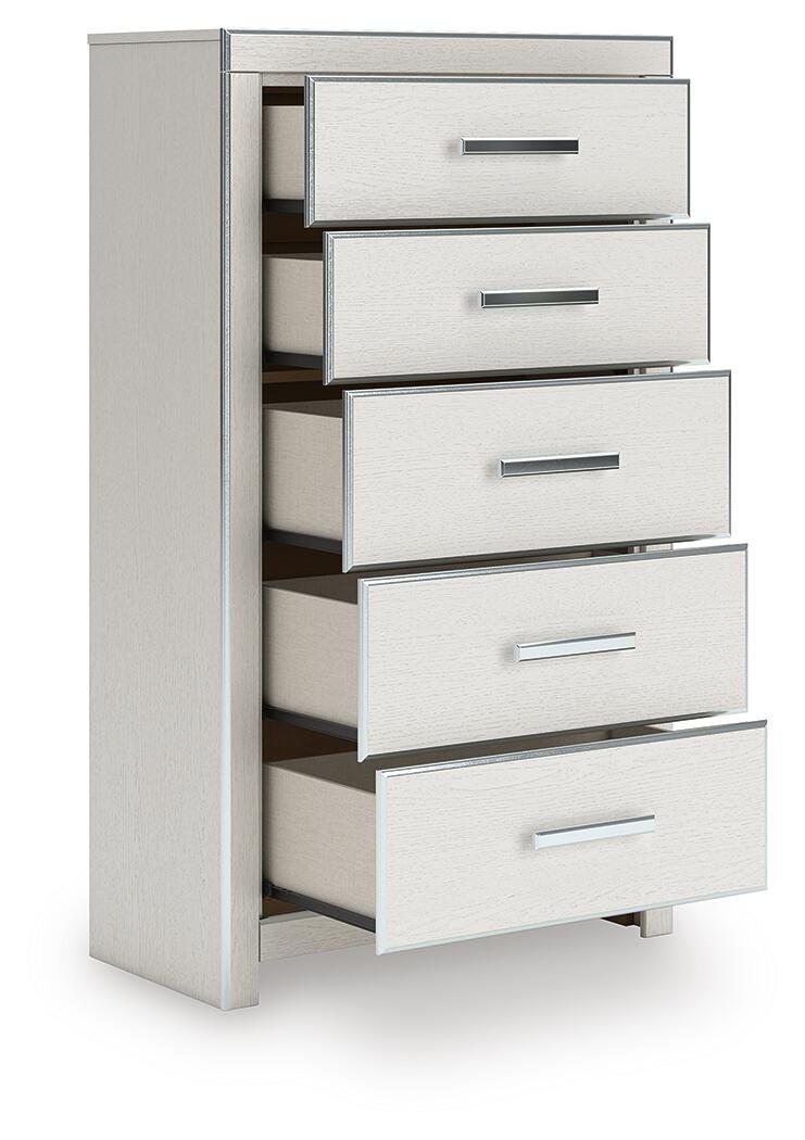 Zuraleus Queen Upholstered Panel Platform Storage Bed, Dresser, Mirror, Chest and Nightstand