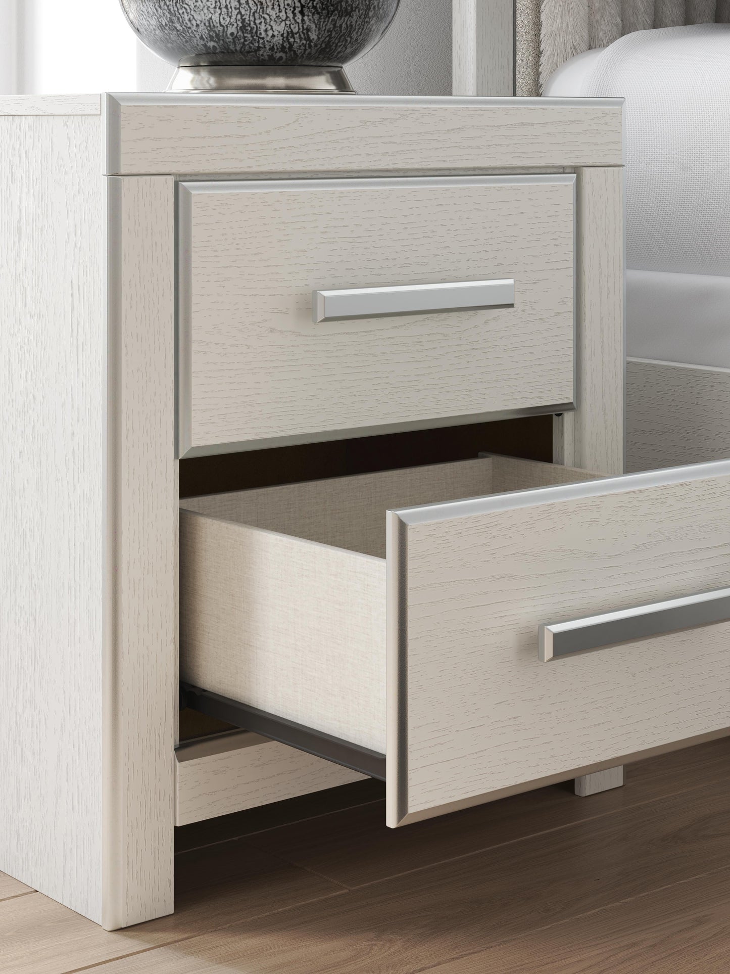 Zuraleus Queen Upholstered Panel Platform Storage Bed, Dresser, Mirror and Nightstand