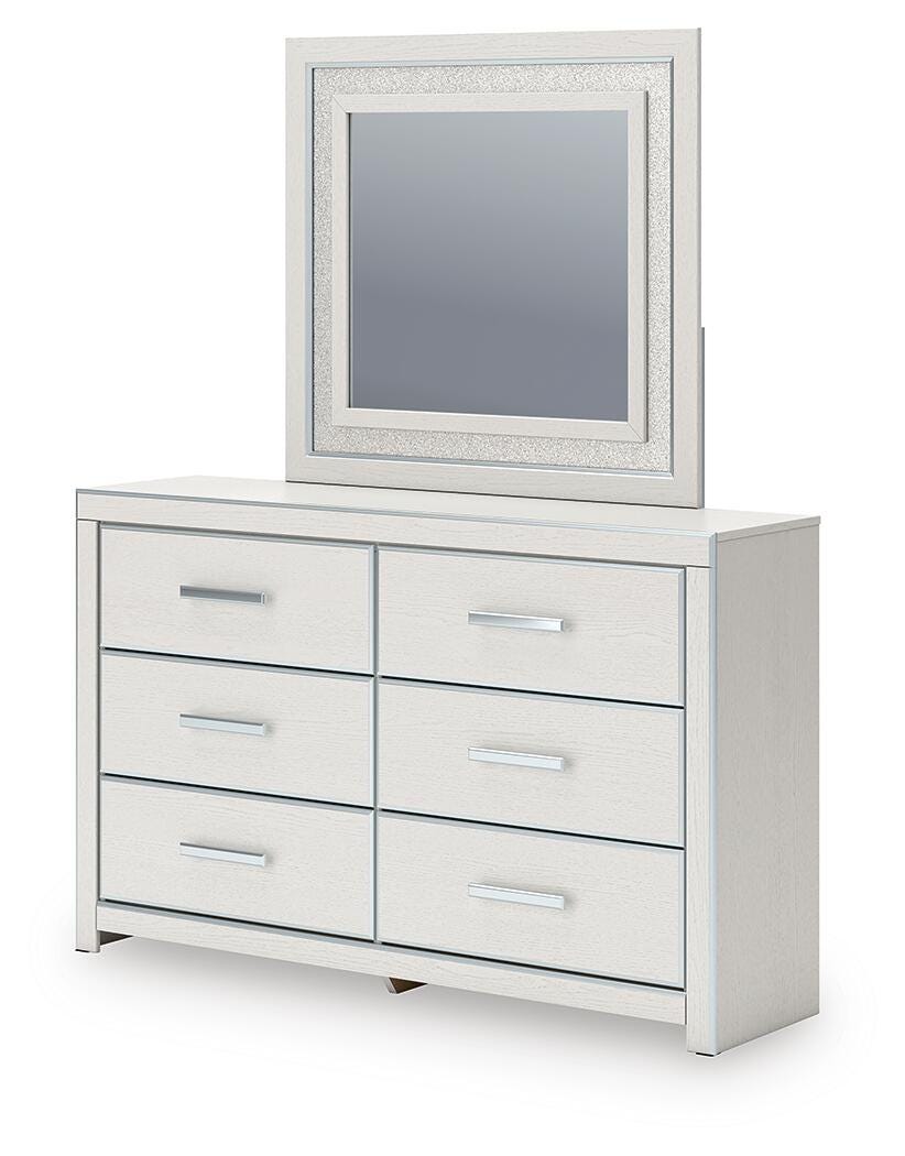 Zuraleus Queen Upholstered Panel Platform Storage Bed, Dresser and Mirror