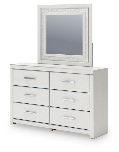 Zuraleus Queen Upholstered Panel Platform Storage Bed, Dresser and Mirror