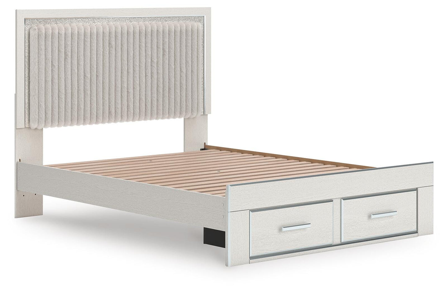 Zuraleus Queen Upholstered Panel Platform Storage Bed, Dresser and Mirror