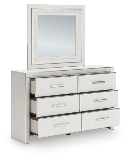 Zuraleus Queen Upholstered Panel Platform Bed, Dresser and Mirror