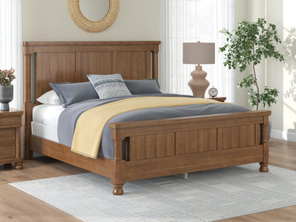 Rowlenstown California King Poster Bed with Mirrored Dresser and Nightstand