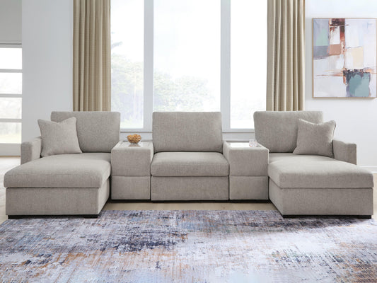 ModMax Luxe 5-Piece Double Chaise Sectional with Storage Consoles