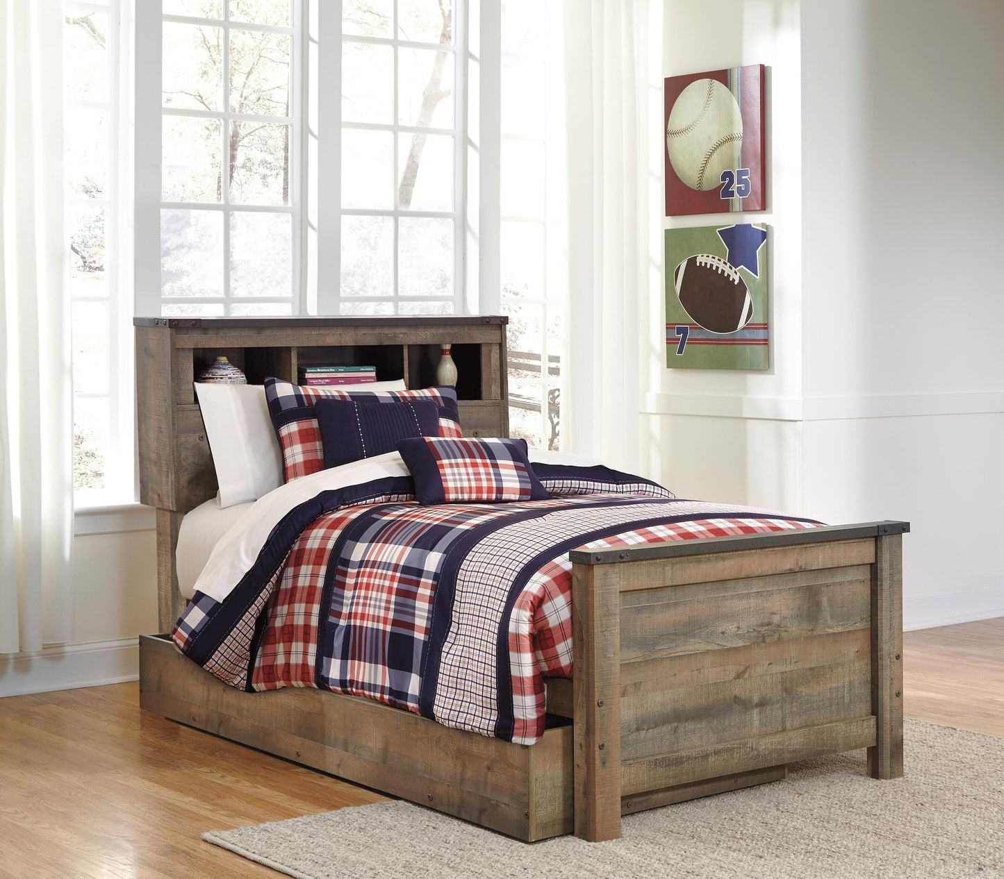 Trinell Twin Bookcase Bed with 1 Large Storage Drawer
