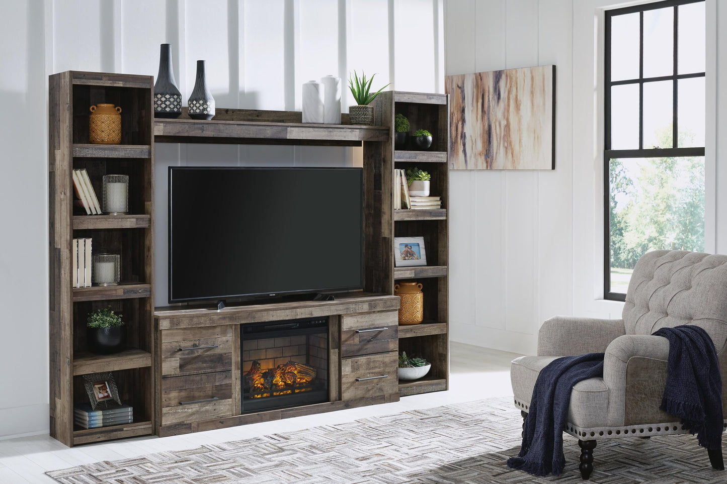 Ashley Express - Derekson 4-Piece Entertainment Center with Electric Fireplace