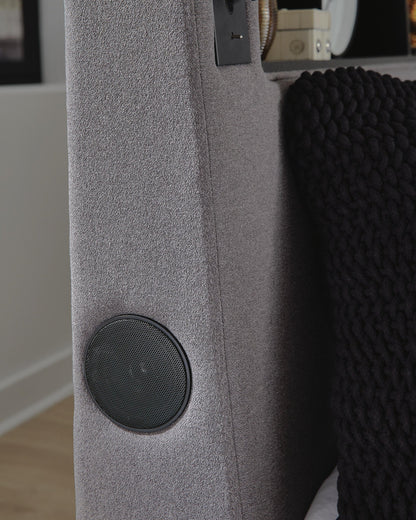 Finigale King Upholstered Bed with Wireless Audio