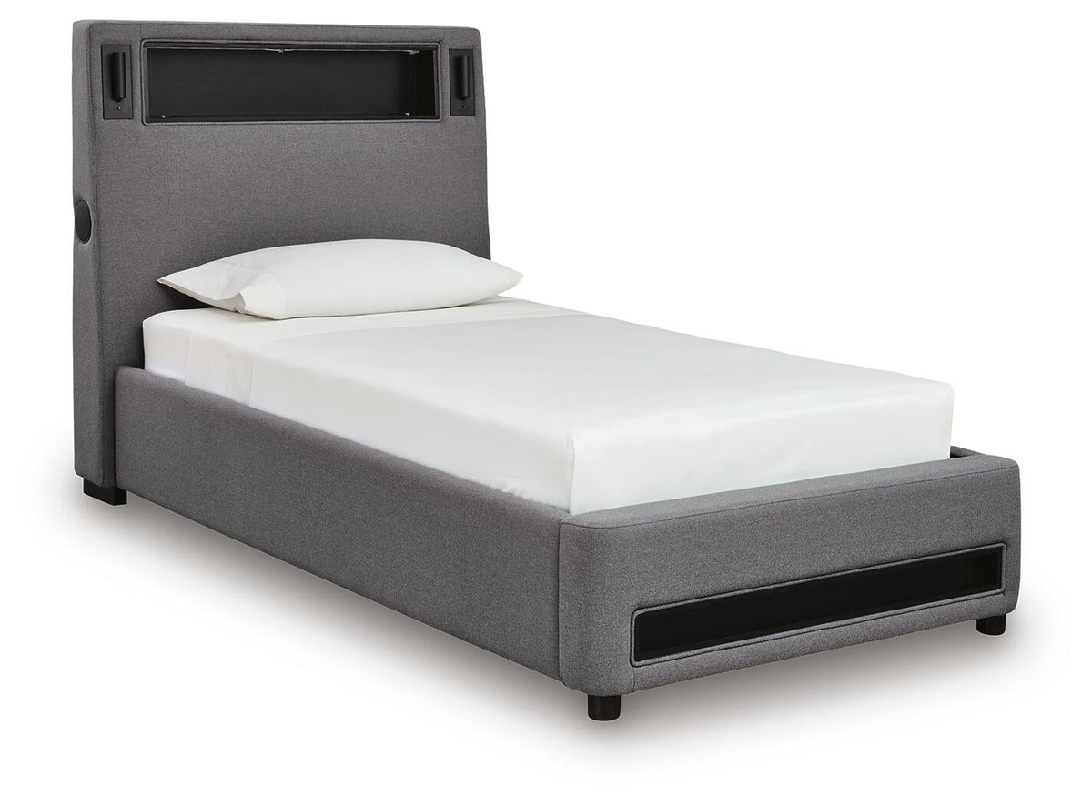 Ashley Express - Finigale Twin Upholstered Bed with Wireless Audio