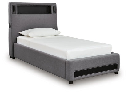 Ashley Express - Finigale Twin Upholstered Bed with Wireless Audio