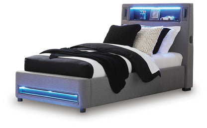 Ashley Express - Finigale Twin Upholstered Bed with Wireless Audio