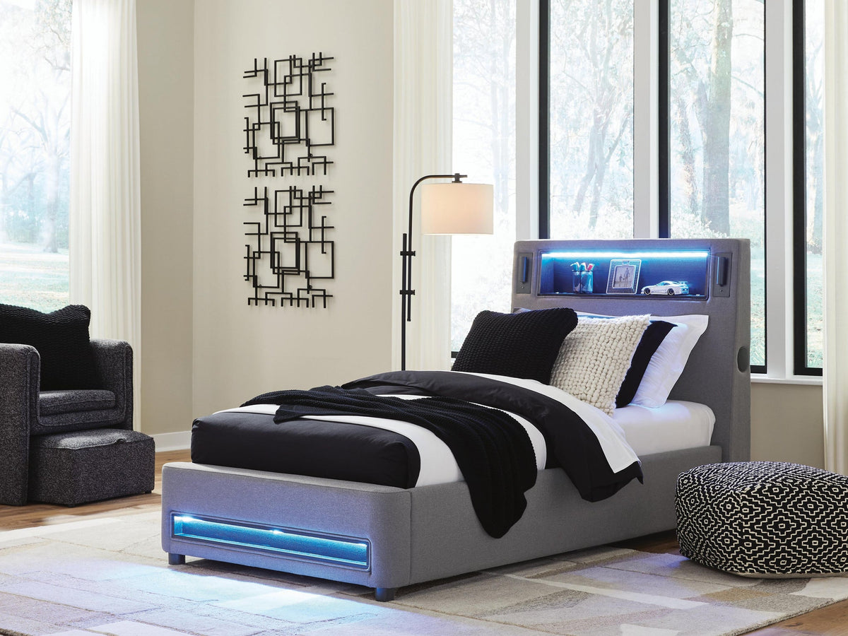 Ashley Express - Finigale Twin Upholstered Bed with Wireless Audio