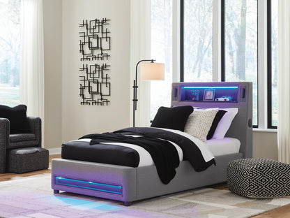 Ashley Express - Finigale Twin Upholstered Bed with Wireless Audio