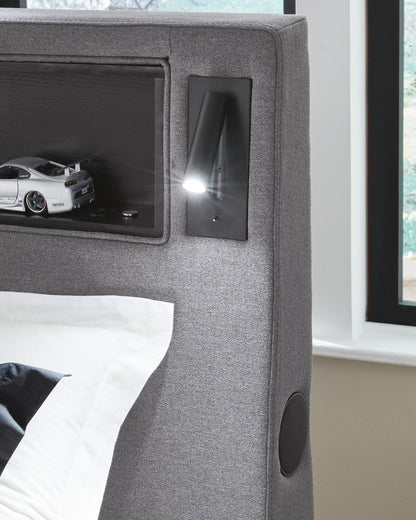 Ashley Express - Finigale Twin Upholstered Bed with Wireless Audio