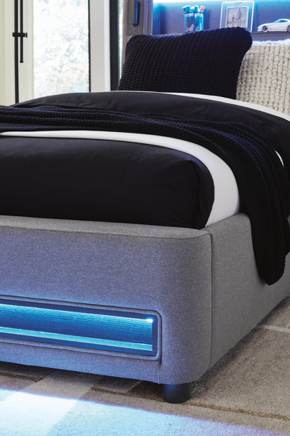 Ashley Express - Finigale Twin Upholstered Bed with Wireless Audio