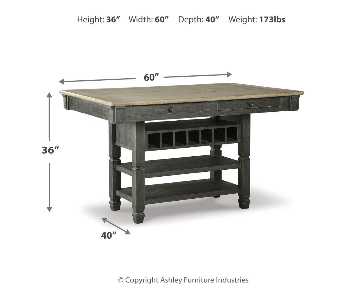 Tyler Creek Counter Height Dining Table and 4 Barstools