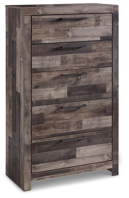 Derekson Twin Panel Headboard Bed with Mirrored Dresser, Chest and Nightstand
