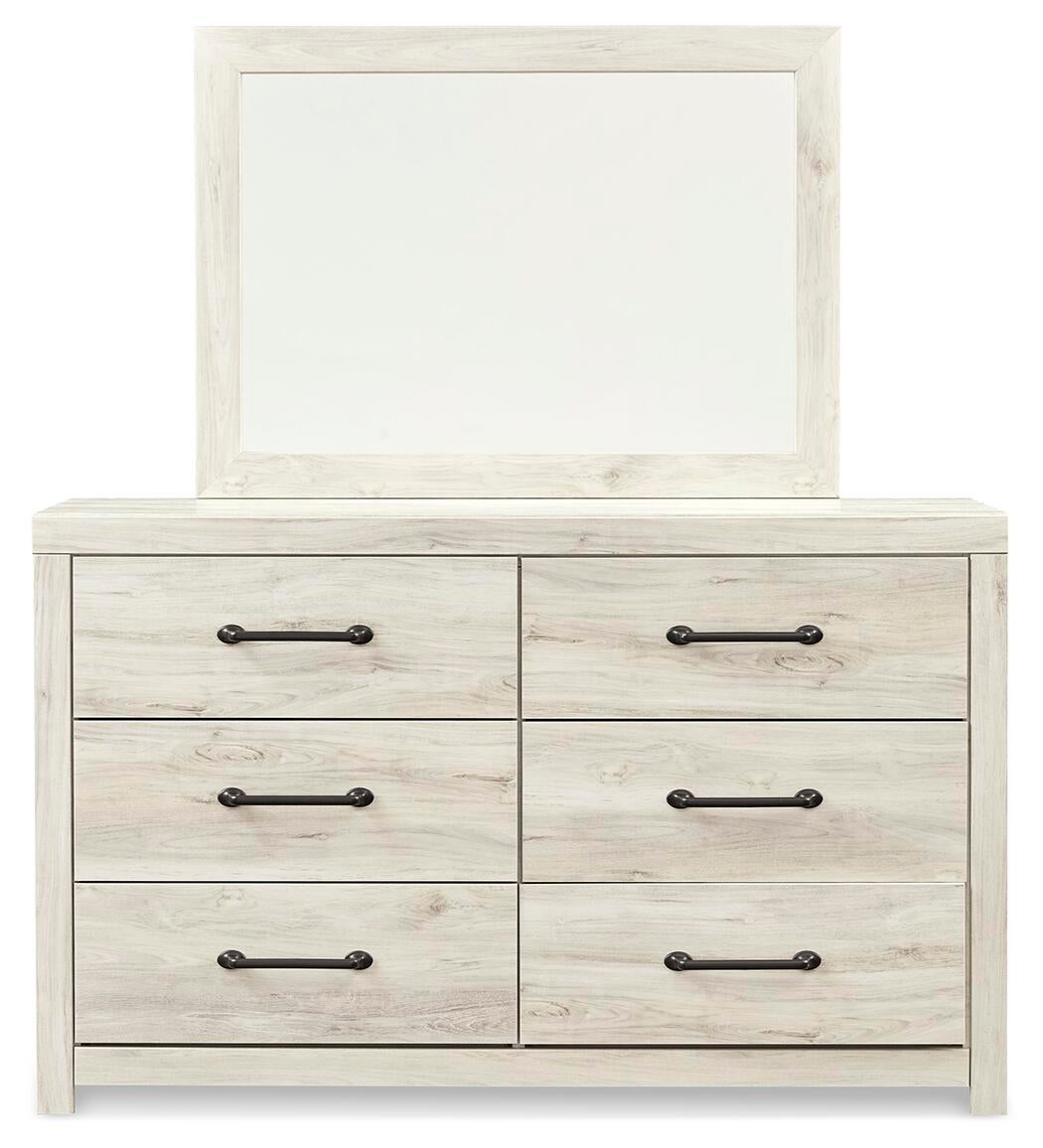 Cambeck King Panel Bed with Mirrored Dresser