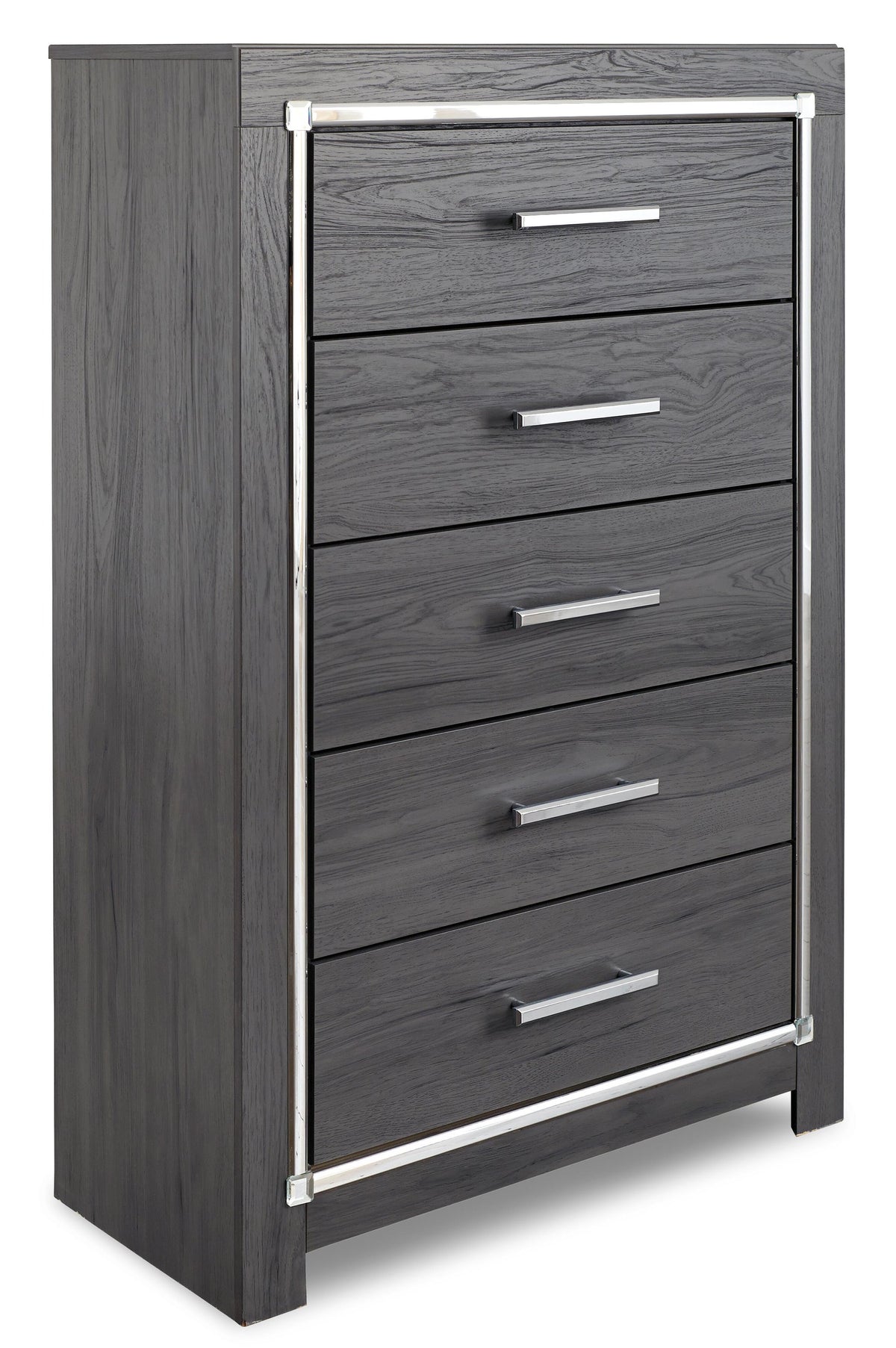 Lodanna Queen/Full Upholstered Panel Headboard Bed with Mirrored Dresser, Chest and Nightstand