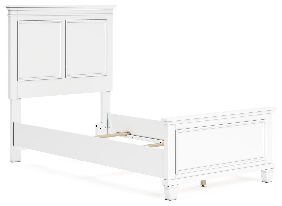 Fortman Twin Panel Bed with Mirrored Dresser and Nightstand