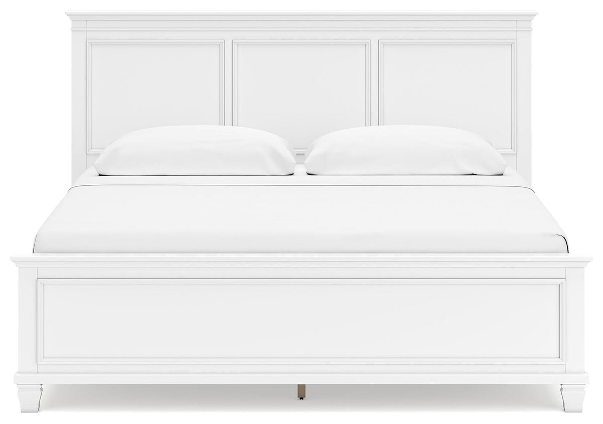 Fortman King Panel Bed with Mirrored Dresser and Nightstand