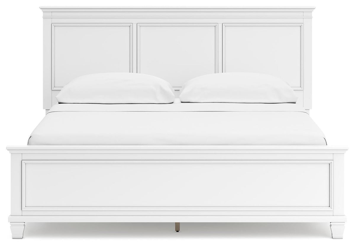 Fortman California King Panel Bed with Mirrored Dresser and Nightstand