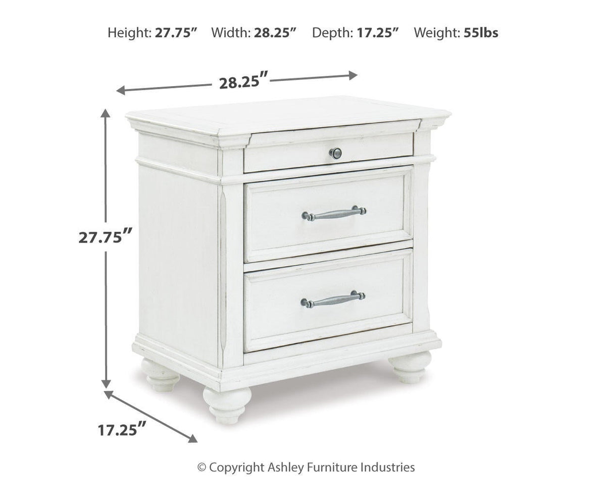 Kanwyn King Panel Bed with Storage with Mirrored Dresser, Chest and Nightstand
