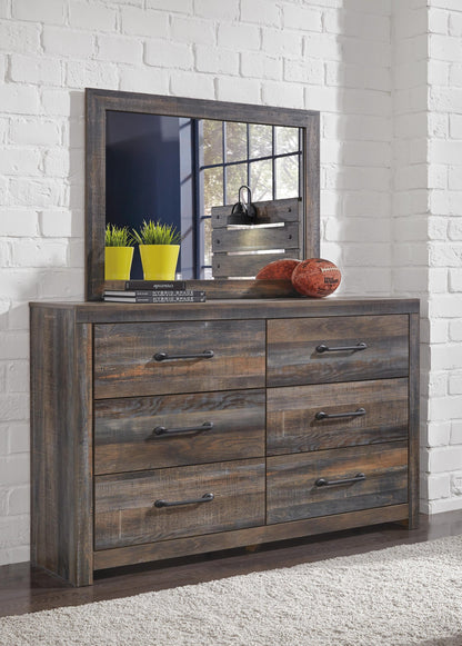 Drystan Twin Panel Headboard Bed with Mirrored Dresser