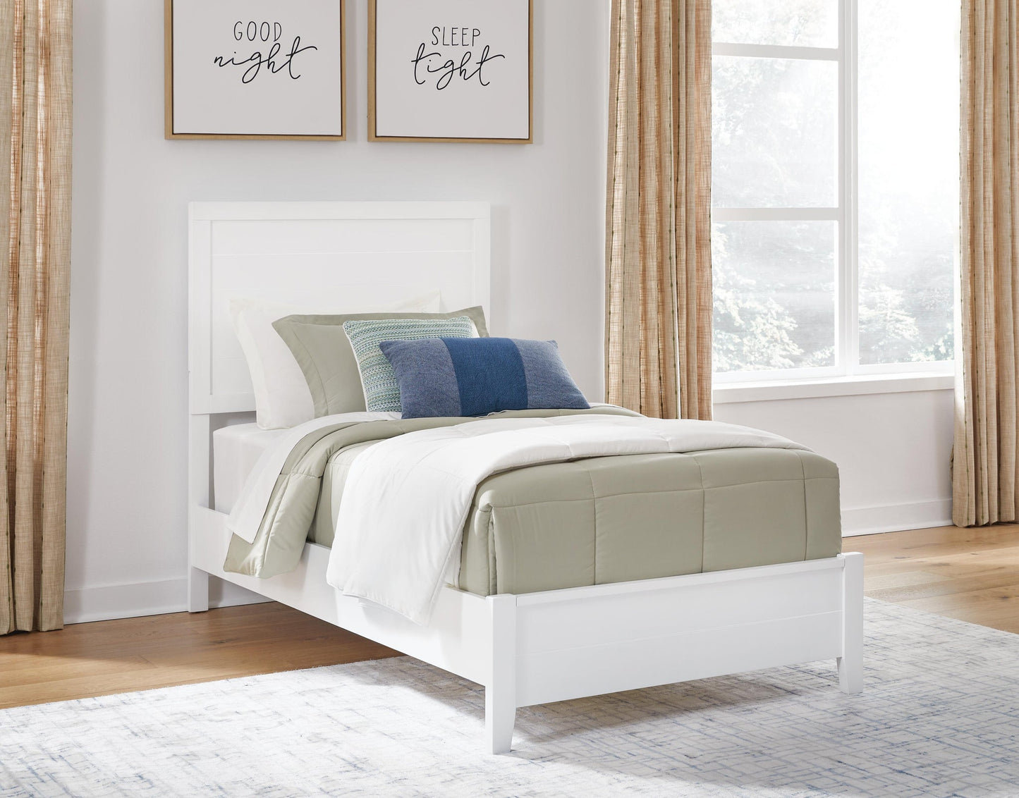 Binterglen Twin Panel Bed with Mirrored Dresser and Nightstand