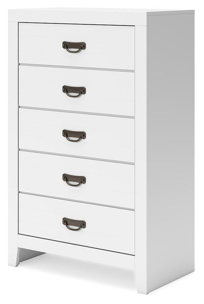 Binterglen California King Panel Bed, Dresser, Mirror, Chest and Nightstand