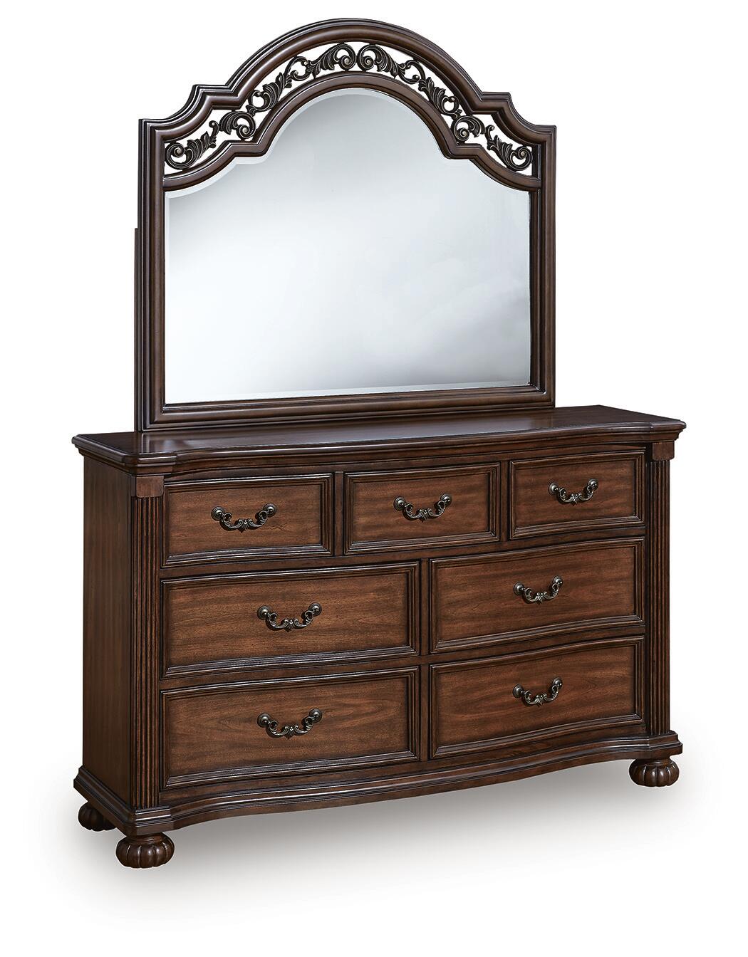 Lavinton California King Poster Bed with Mirrored Dresser