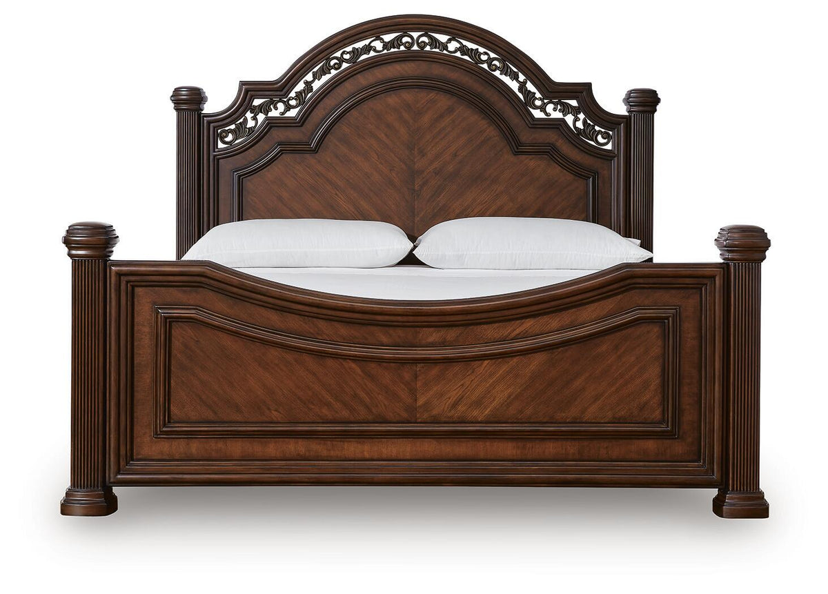 Lavinton California King Poster Bed with Mirrored Dresser