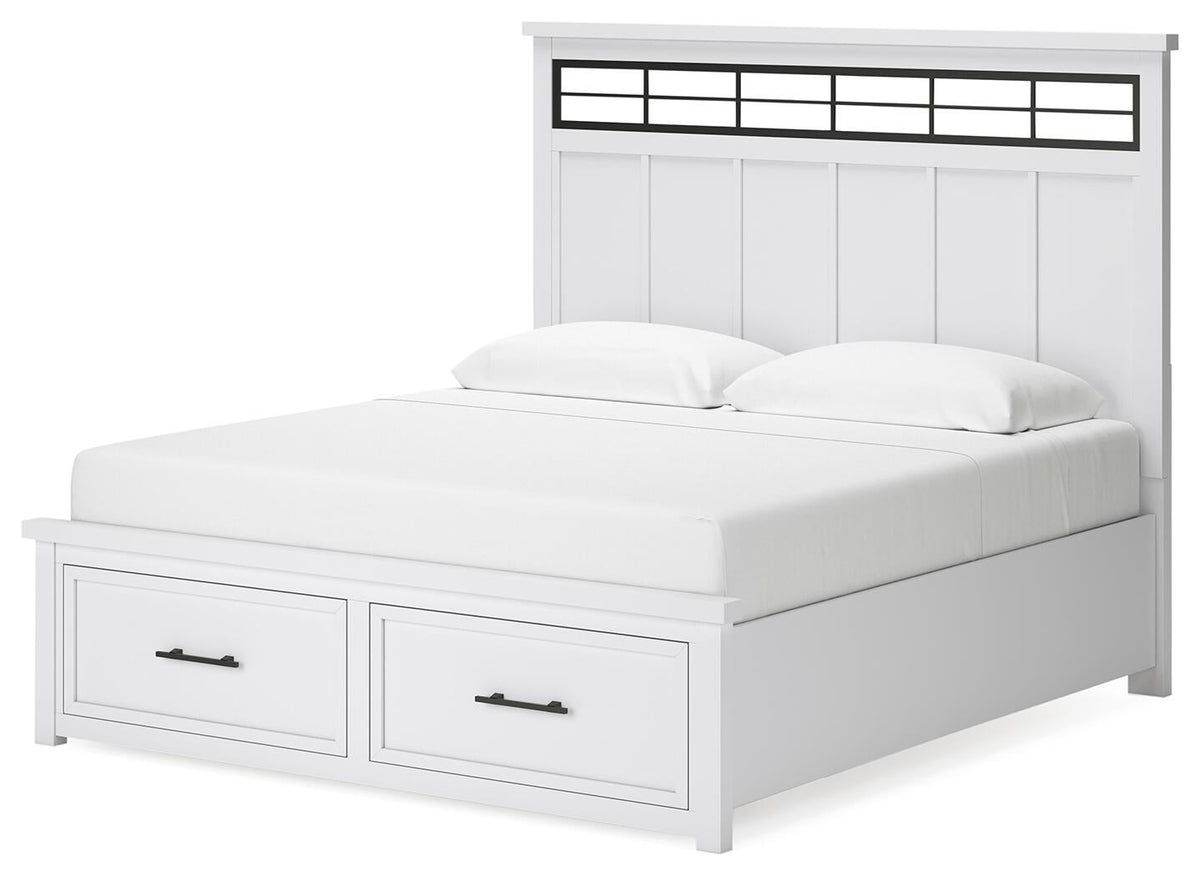 Ashbryn King Panel Storage Bed, Dresser, Mirror and Nightstand