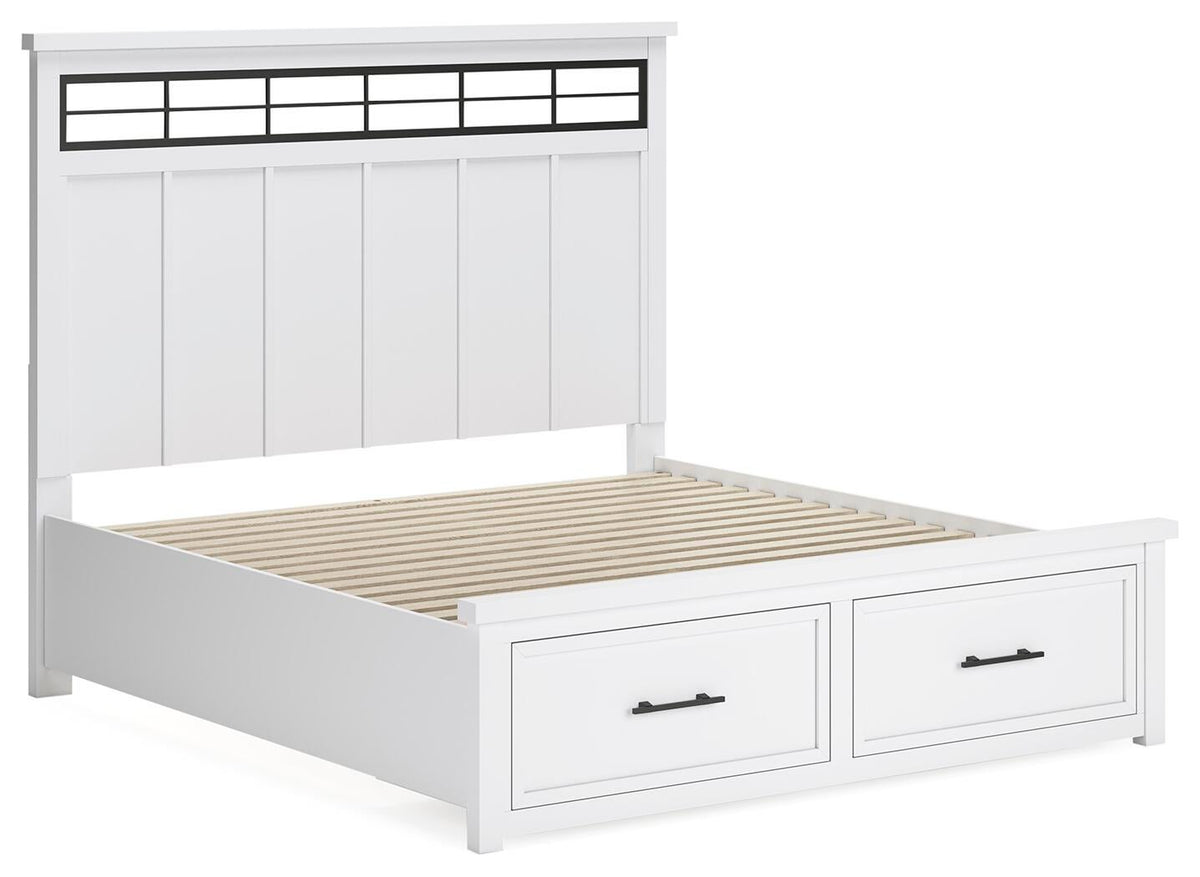 Ashbryn King Panel Storage Bed, Dresser, Mirror and Nightstand