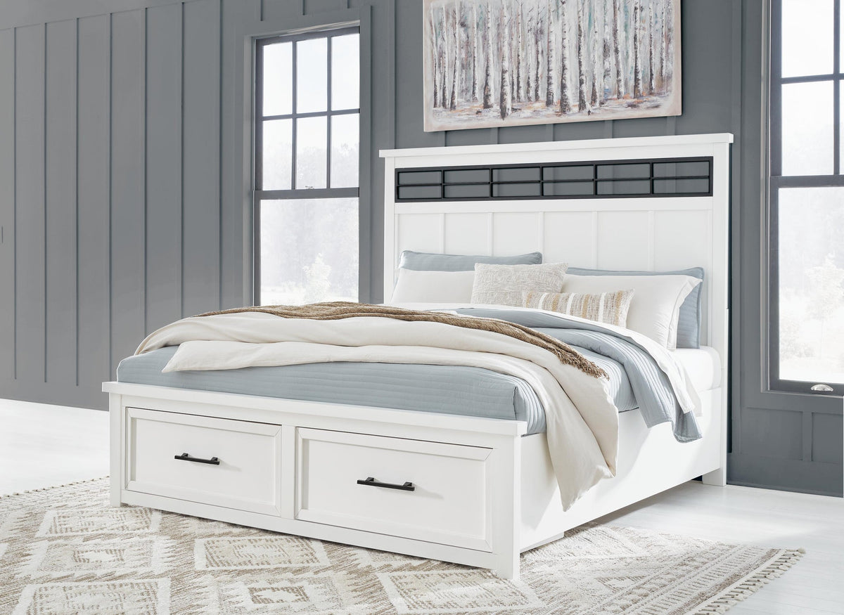 Ashbryn King Panel Storage Bed, Dresser, Mirror and Nightstand