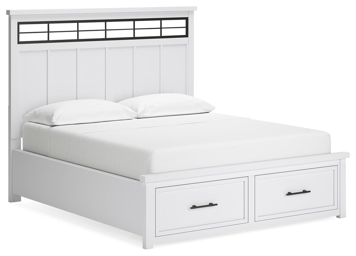 Ashbryn California King Panel Storage Bed, Dresser, Mirror and Nightstand