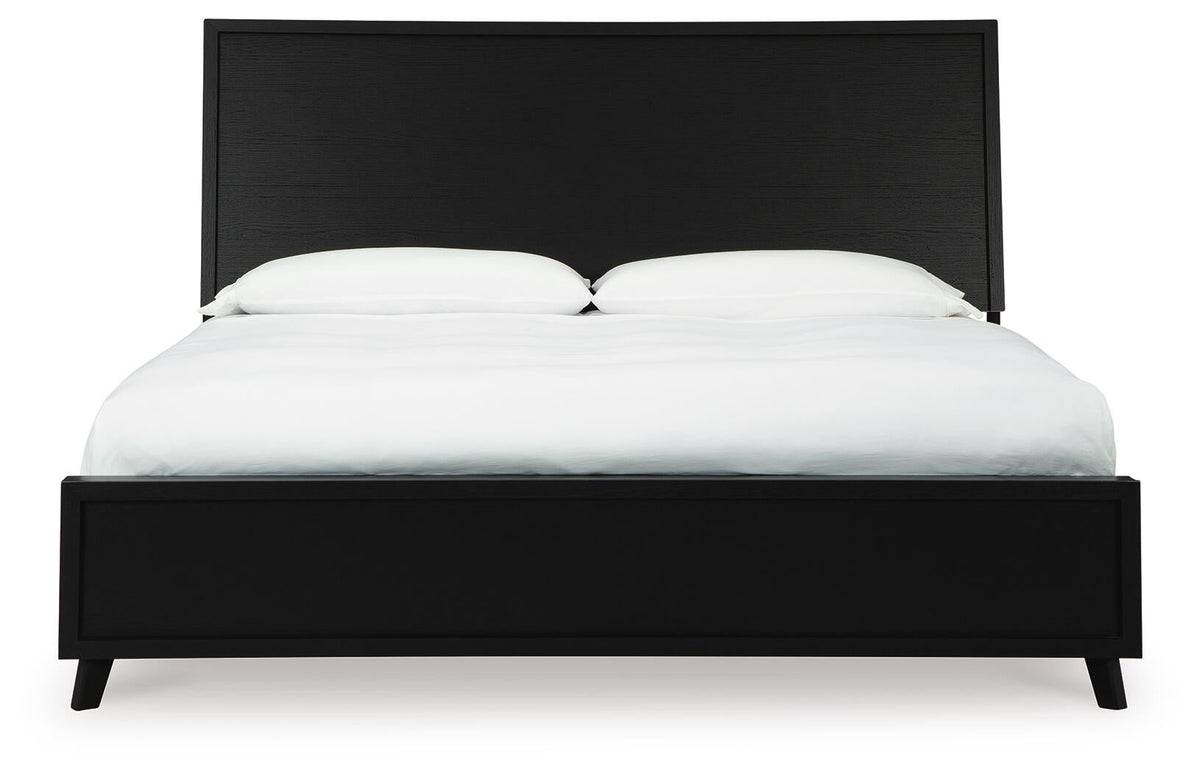 Danziar King Panel Bed with Mirrored Dresser