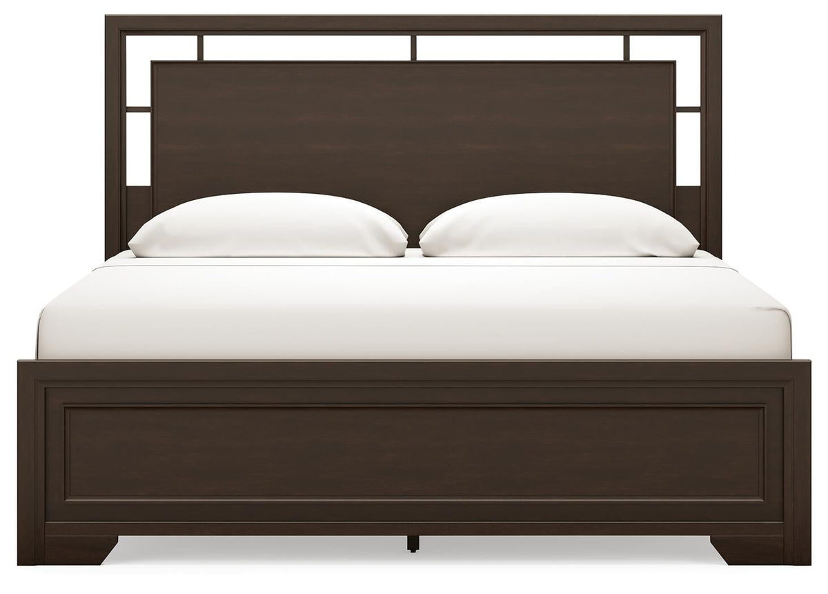 Covetown King Panel Bed with Mirrored Dresser