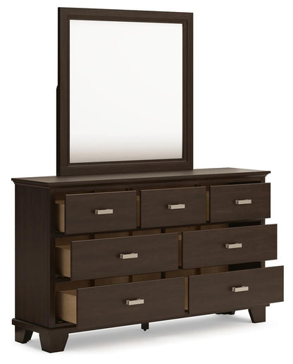 Covetown King Panel Bed with Mirrored Dresser and Nightstand