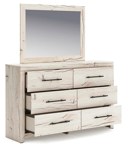 Lawroy King Panel Storage Bed, Dresser, Mirror and Nightstand