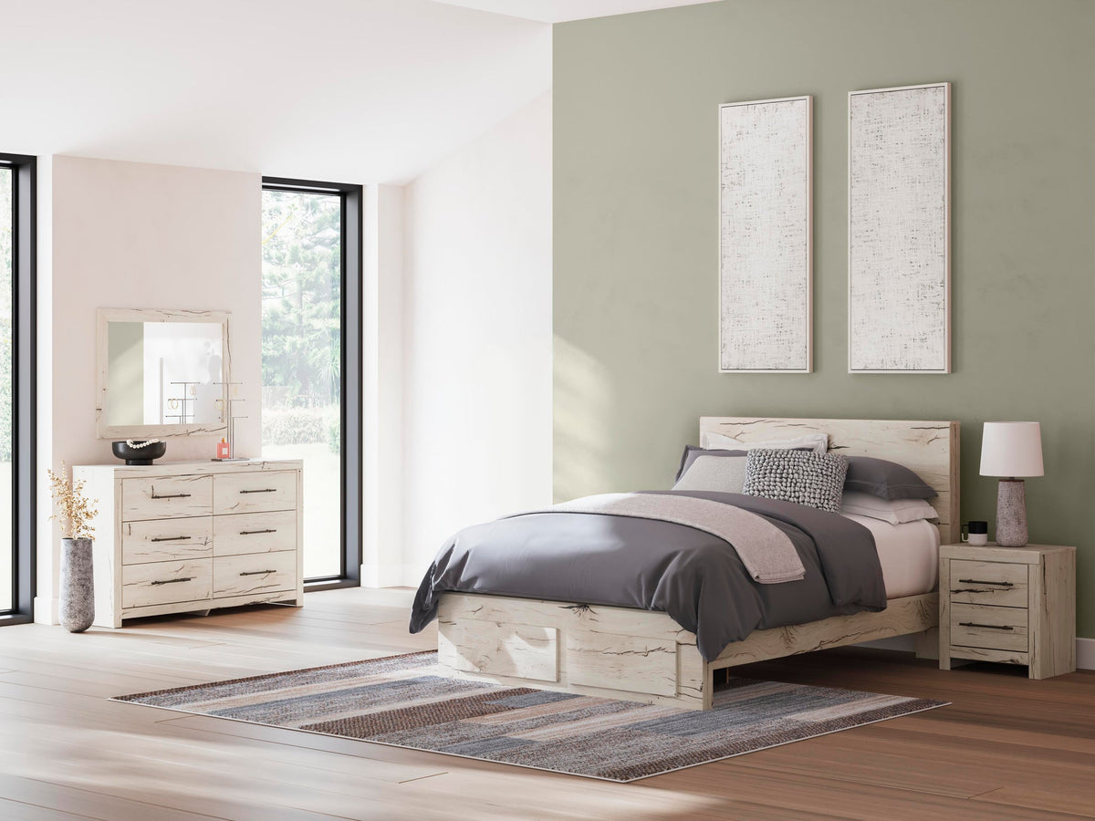 Lawroy Queen Panel Storage Bed, Dresser, Mirror and Nightstand