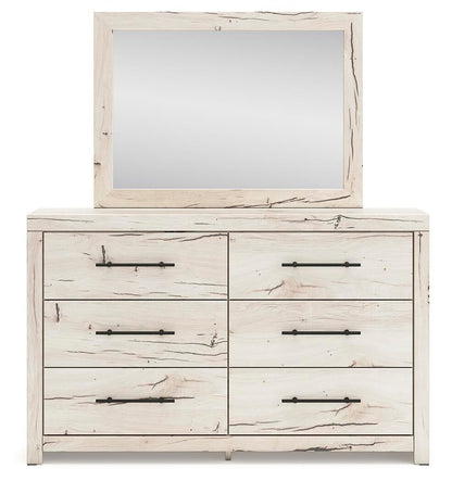 Lawroy King Panel Bed with Storage, Dresser, Mirror and Nightstand