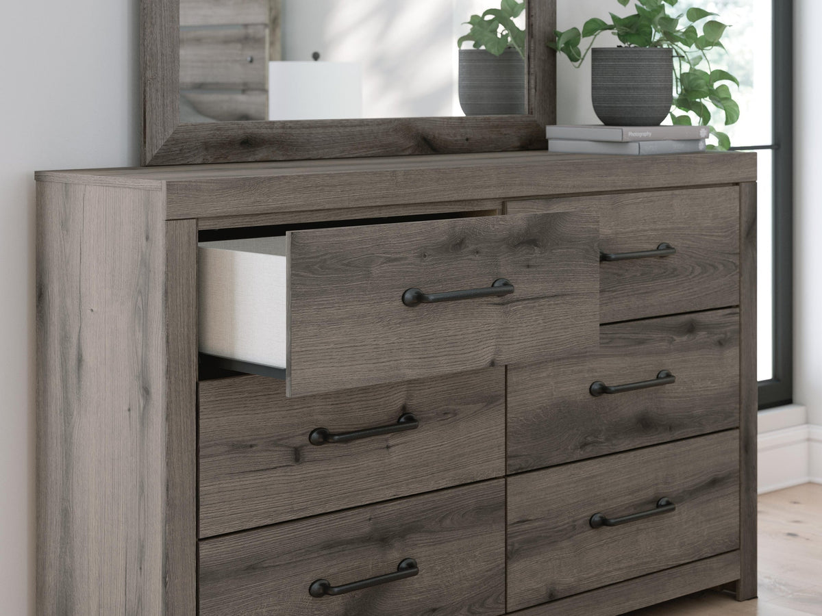 Urbanoore Full Panel Bed with Storage, Dresser and Mirror
