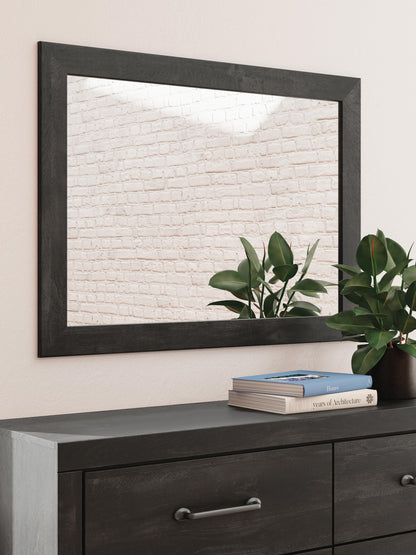 Delmorta Full Panel Bed with Storage, Dresser and Mirror
