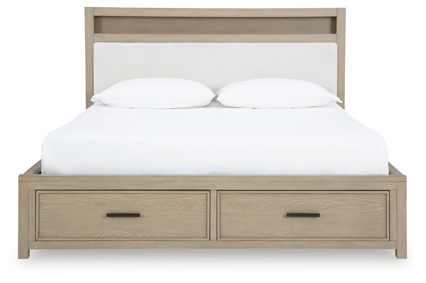 Calmoro California King Bookcase Bed with Mirrored Dresser