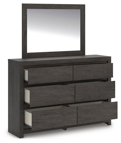 Parlayon Queen Panel Storage Bed, Dresser, Mirror and Nightstand
