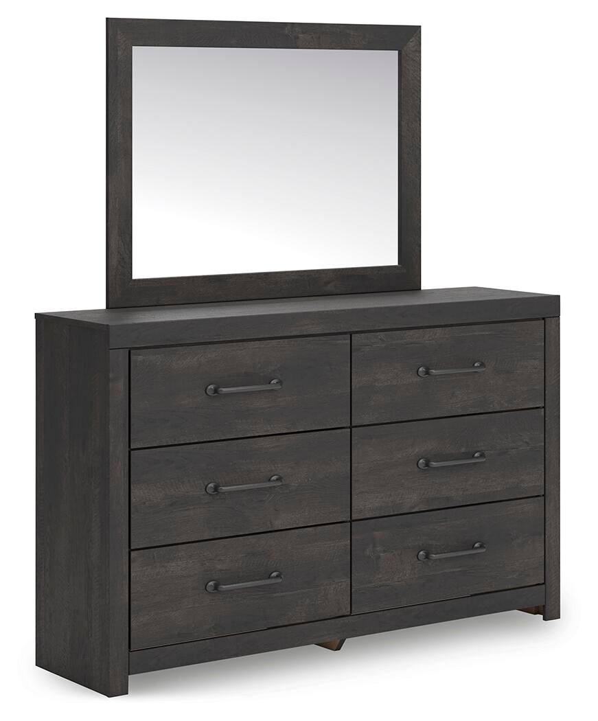 Delmorta Twin Panel Bed, Dresser and Mirror
