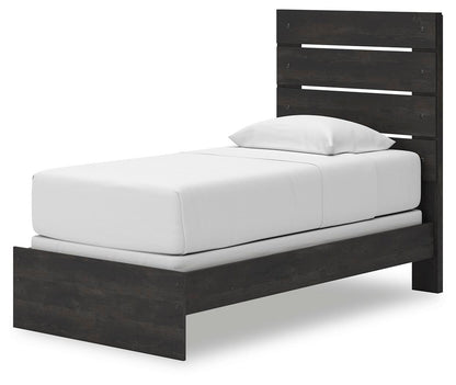 Delmorta Twin Panel Bed, Dresser and Mirror