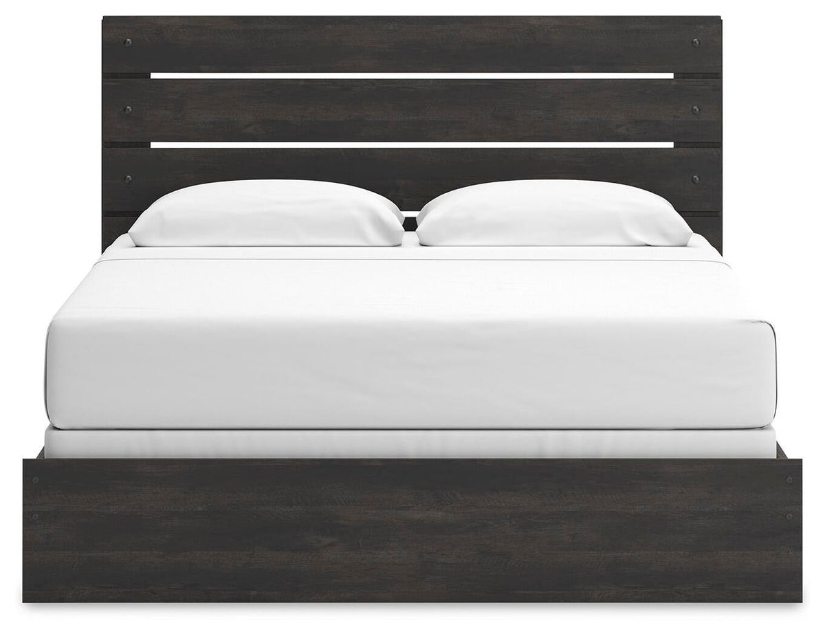Delmorta King Panel Bed, Dresser, Mirror and Nightstand