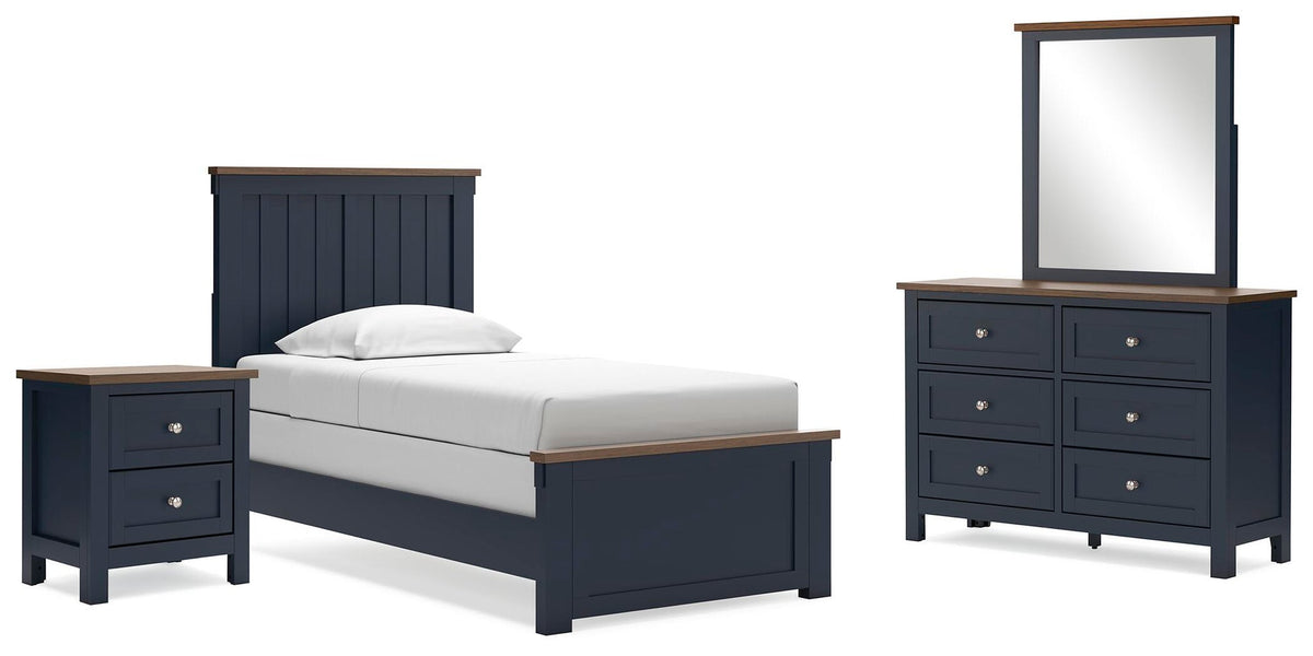 Landocken Twin Panel Bed, Dresser, Mirror and Nightstand